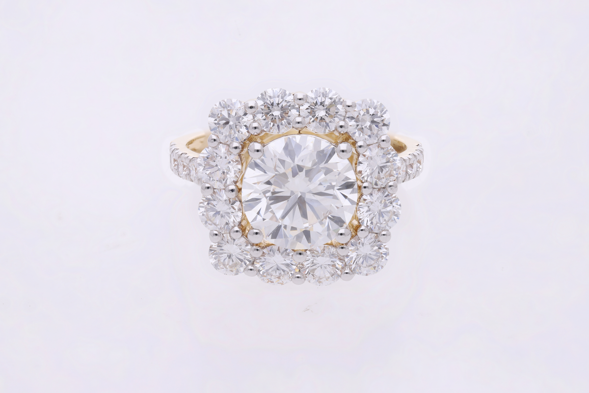 14k Yellow Gold |💍 VVS Round Brilliant Cut Lab-Grown Diamond Halo Engagement Ring | Luxury Gift for Her ✨💖