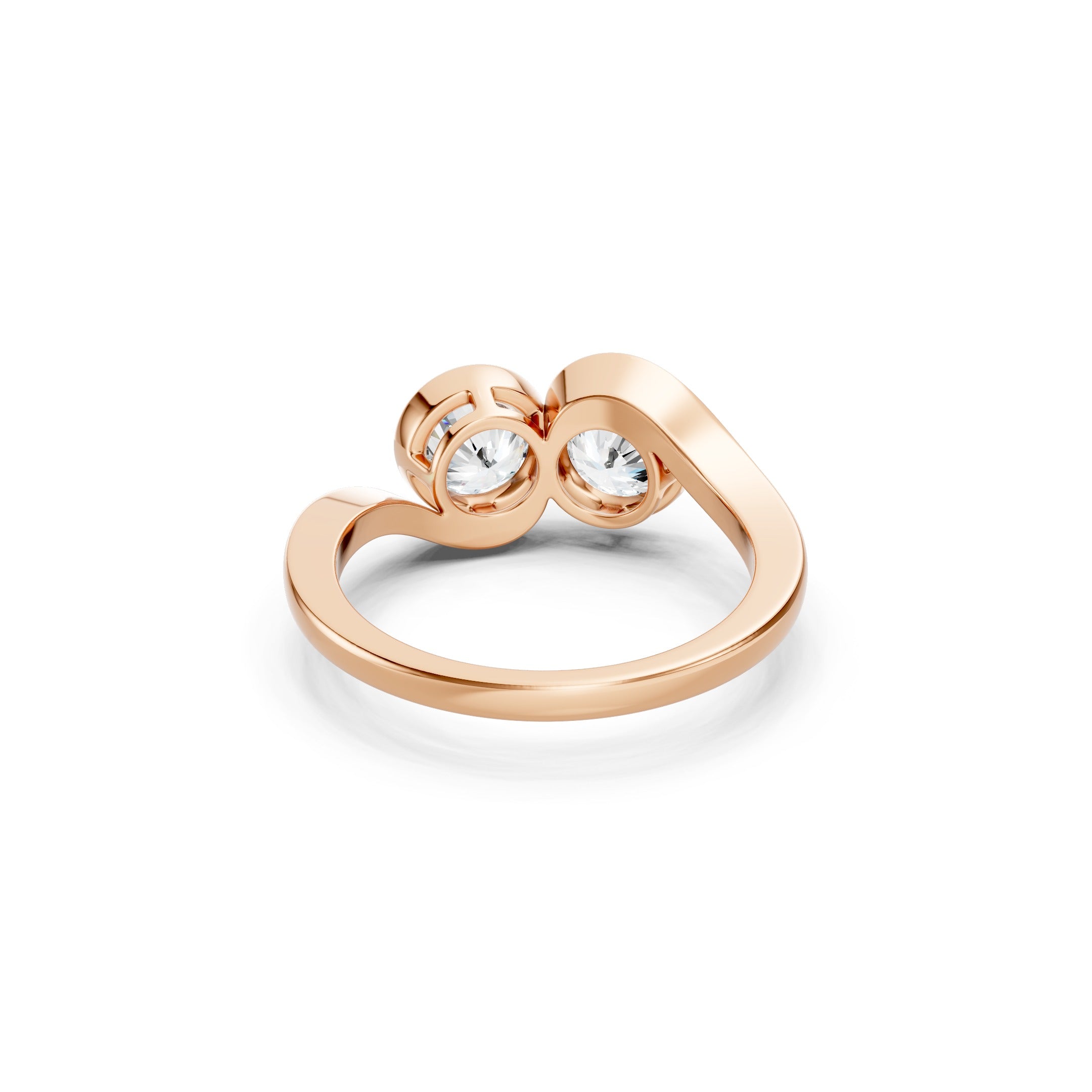 Rose Gold Toi et Moi Wedding Ring Featuring Two Round Lab Grown Diamonds, 1.50 CT Bezel Set Two Stone Engagement Ring.