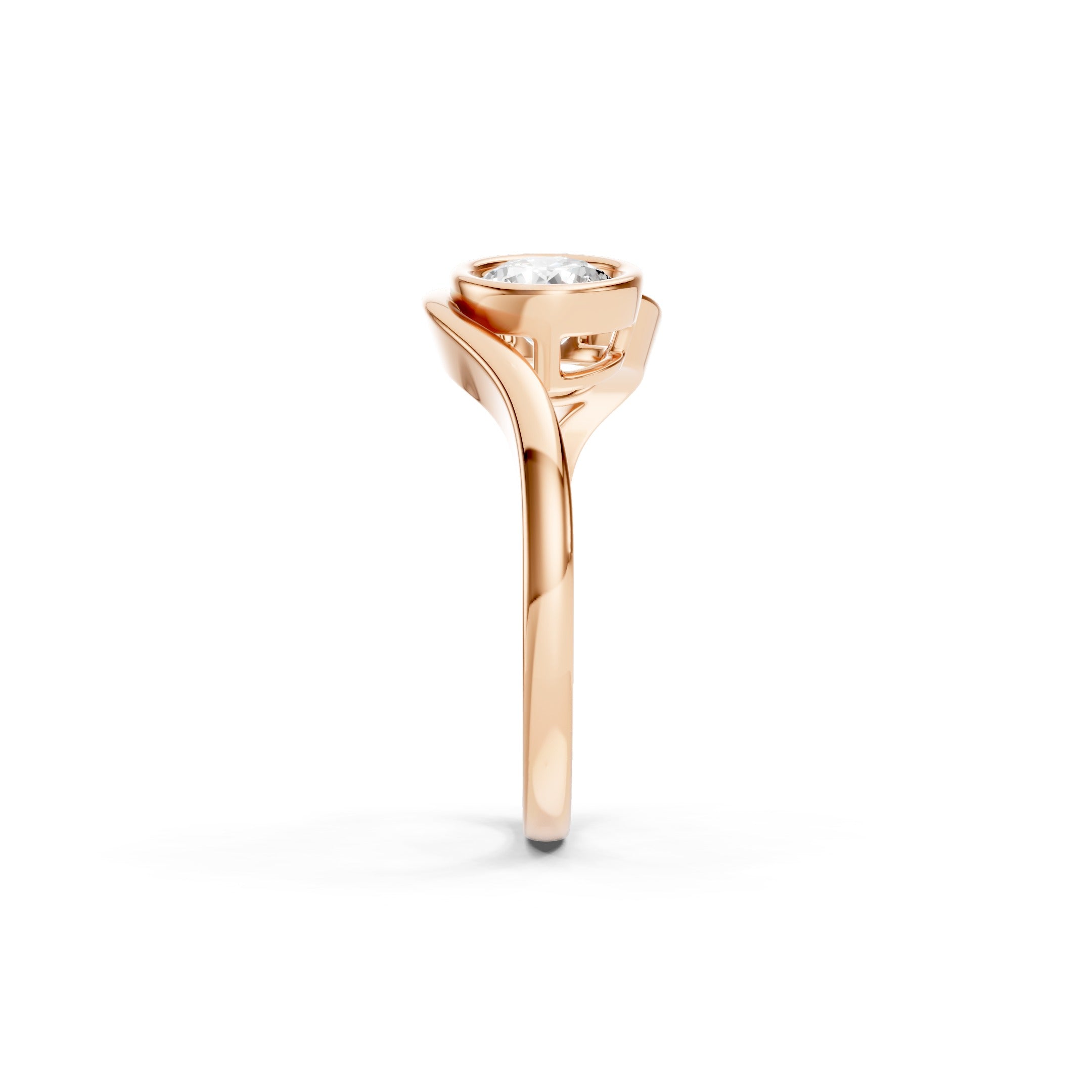1.50 CT Toi et Moi Lab Grown Diamond Ring in 14K Rose Gold, Two Round Diamond Bezel Set Bypass Engagement Ring.