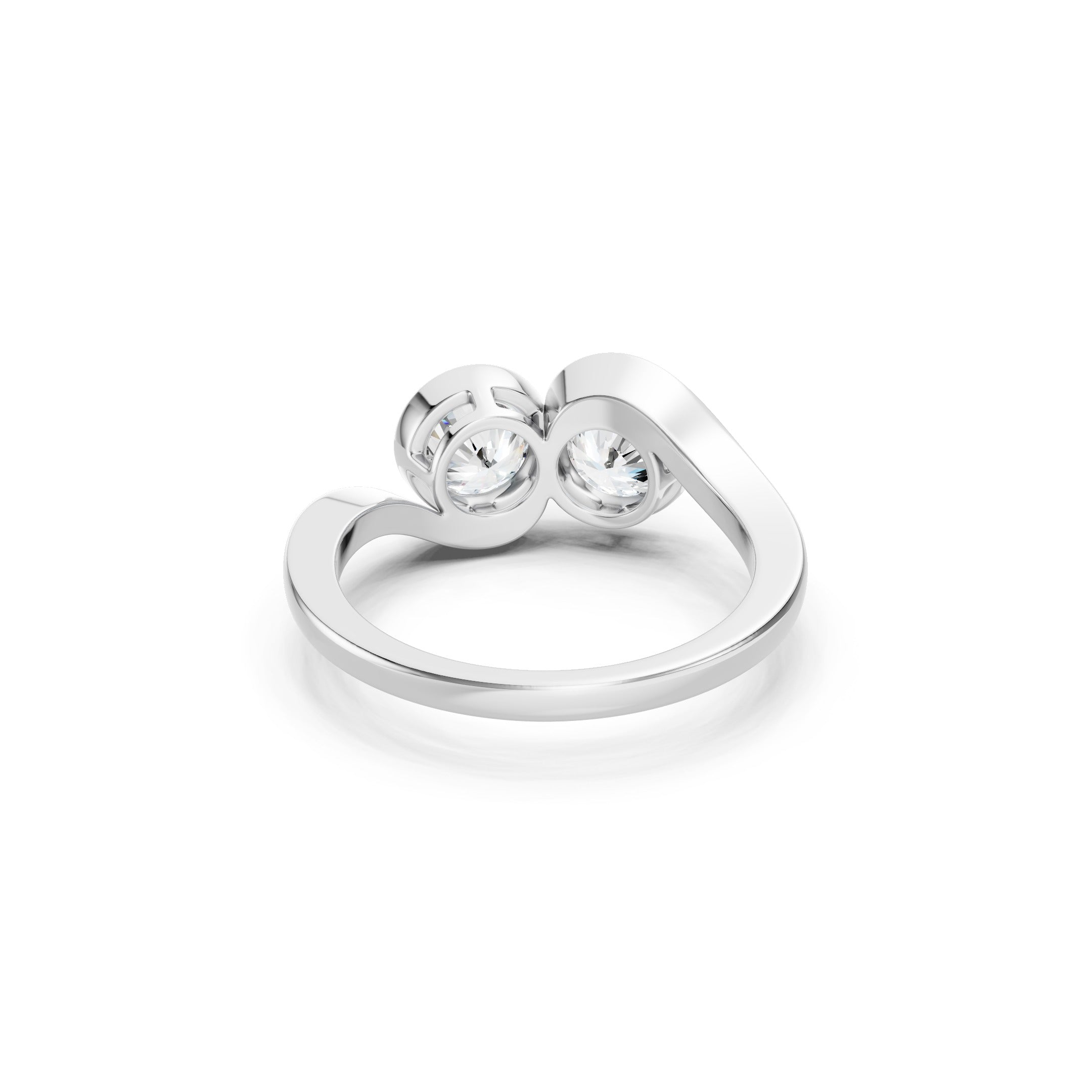 White Gold Toi et Moi Wedding Ring with Two Round Lab Grown Diamonds, 1.50 CT Bezel Set Two Stone Bypass Engagement Ring.