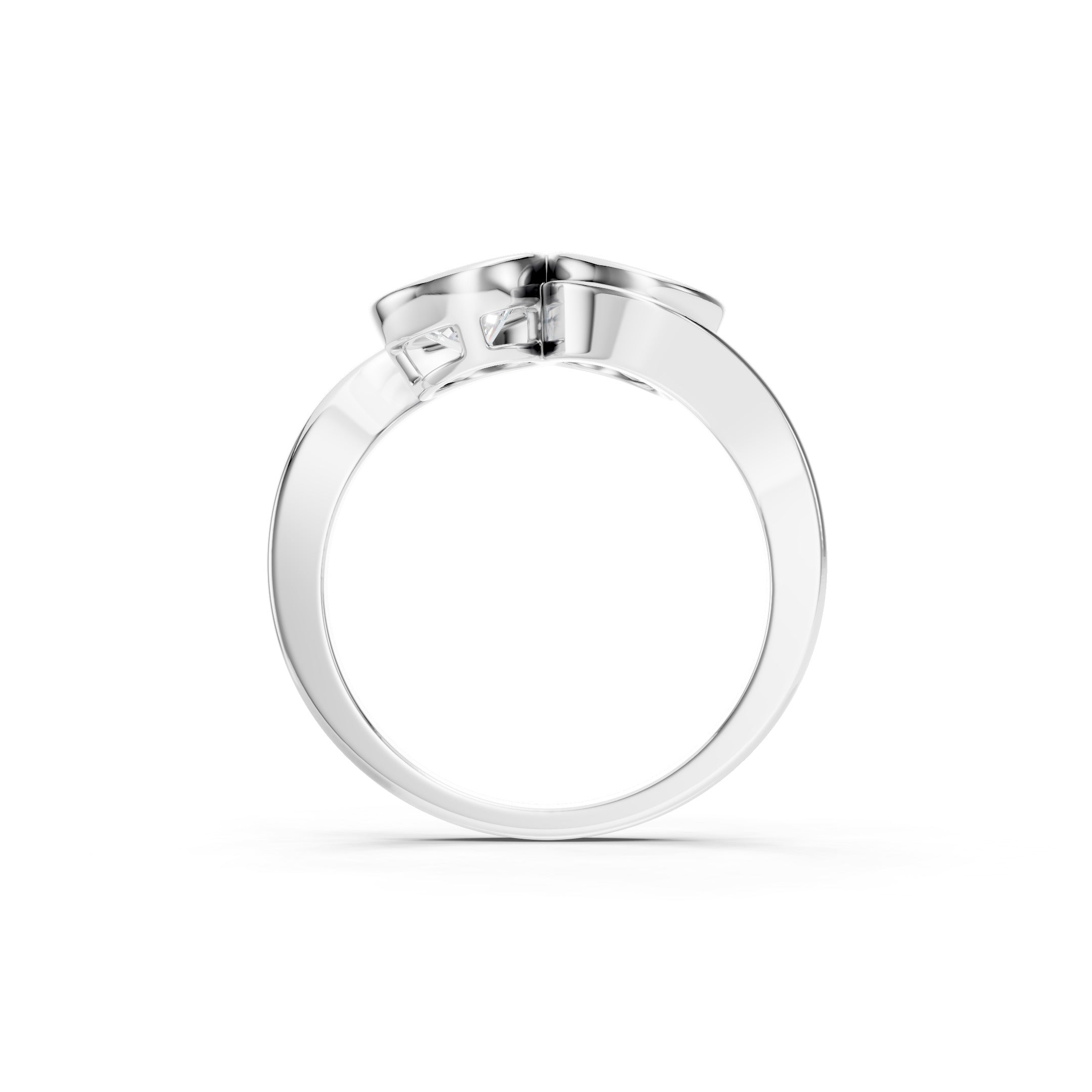 1.50 CT Toi et Moi Lab Grown Diamond Ring in 14K White Gold, Two Round Diamond Bezel Set Bypass Engagement Ring.