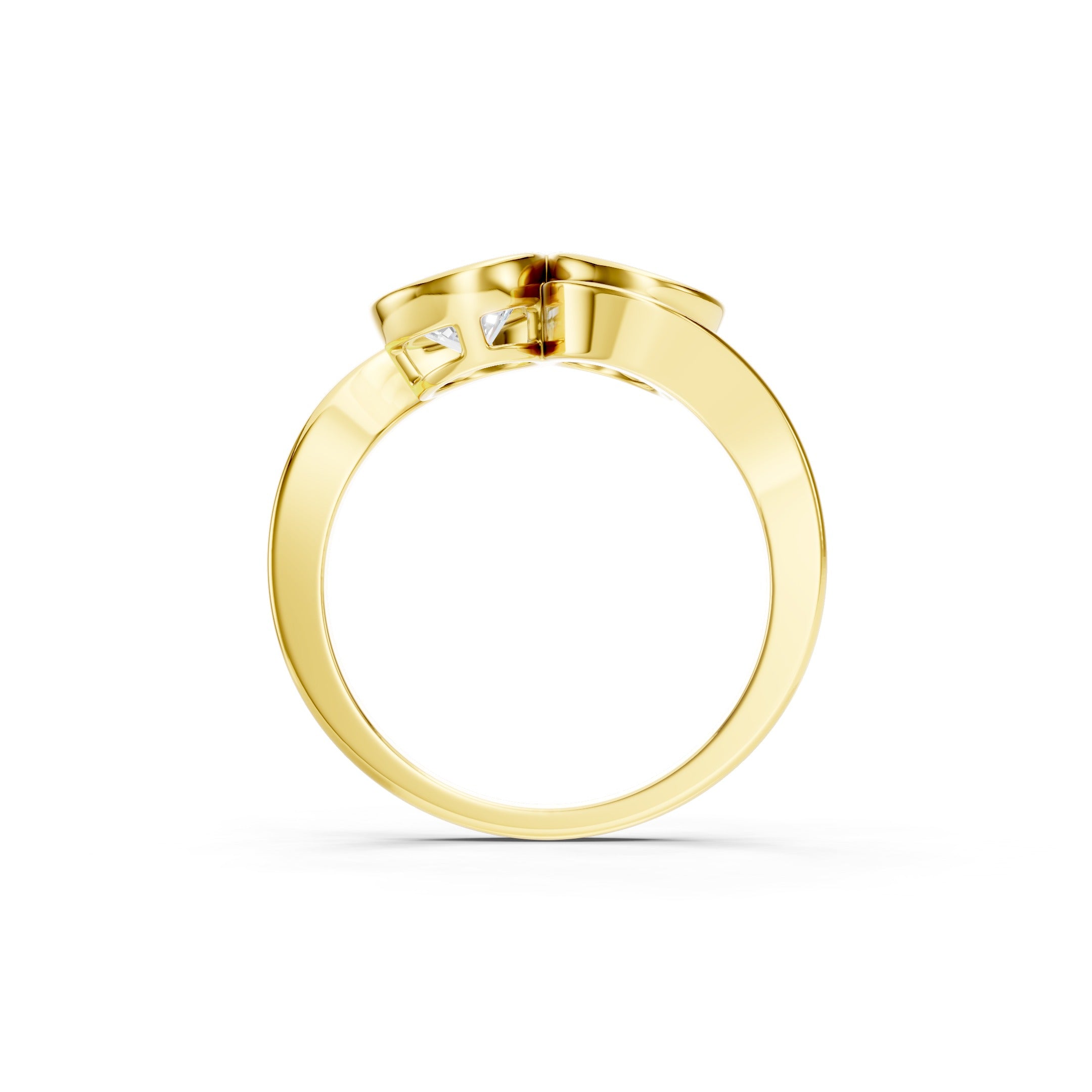 1.50 CT Toi et Moi Lab Grown Diamond Ring in 14K Yellow Gold, Two Round Diamond Bezel Set Bypass Engagement Ring