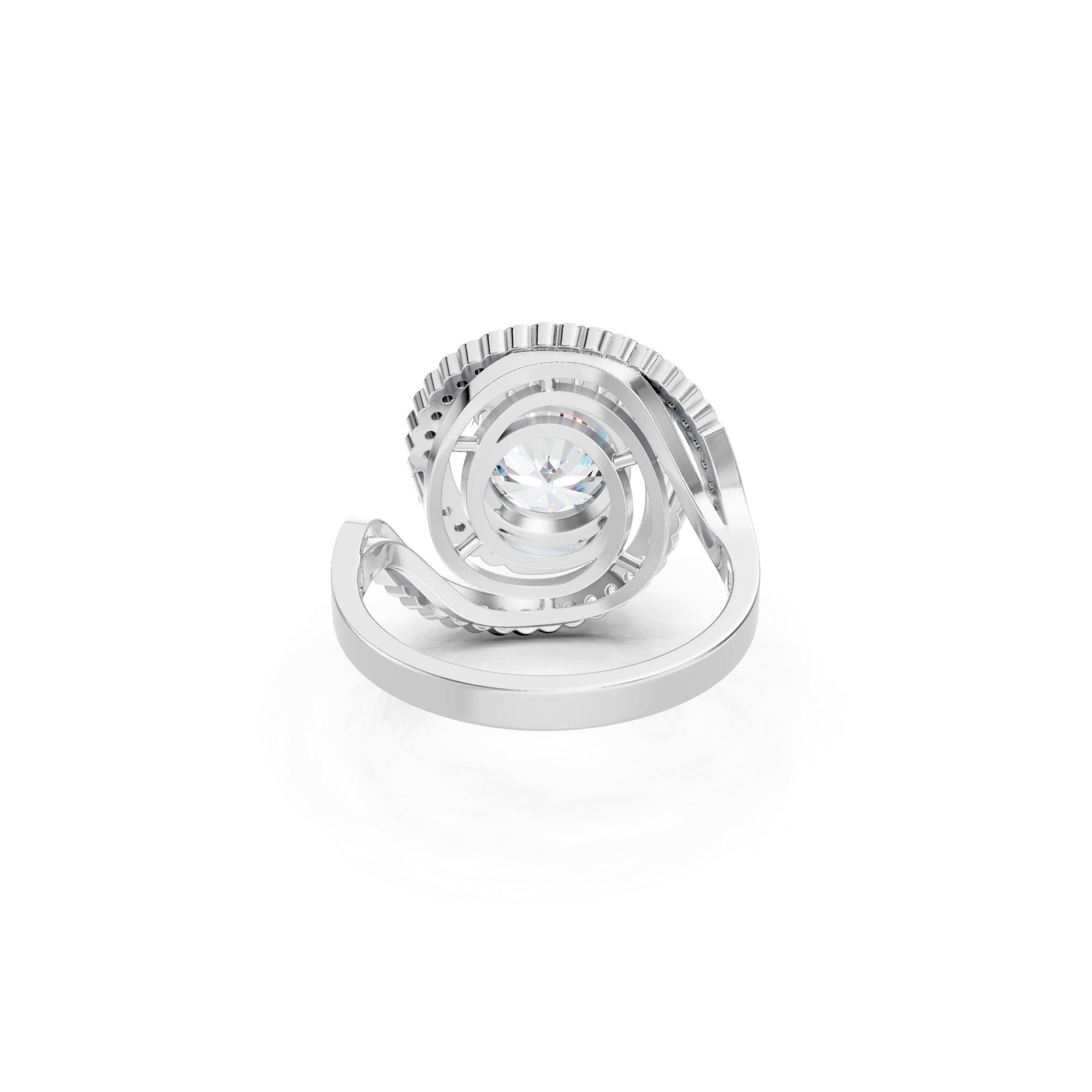 Luxury White Gold Lab Diamond Bridal Ring with Round Center Stone and Diamond Accents