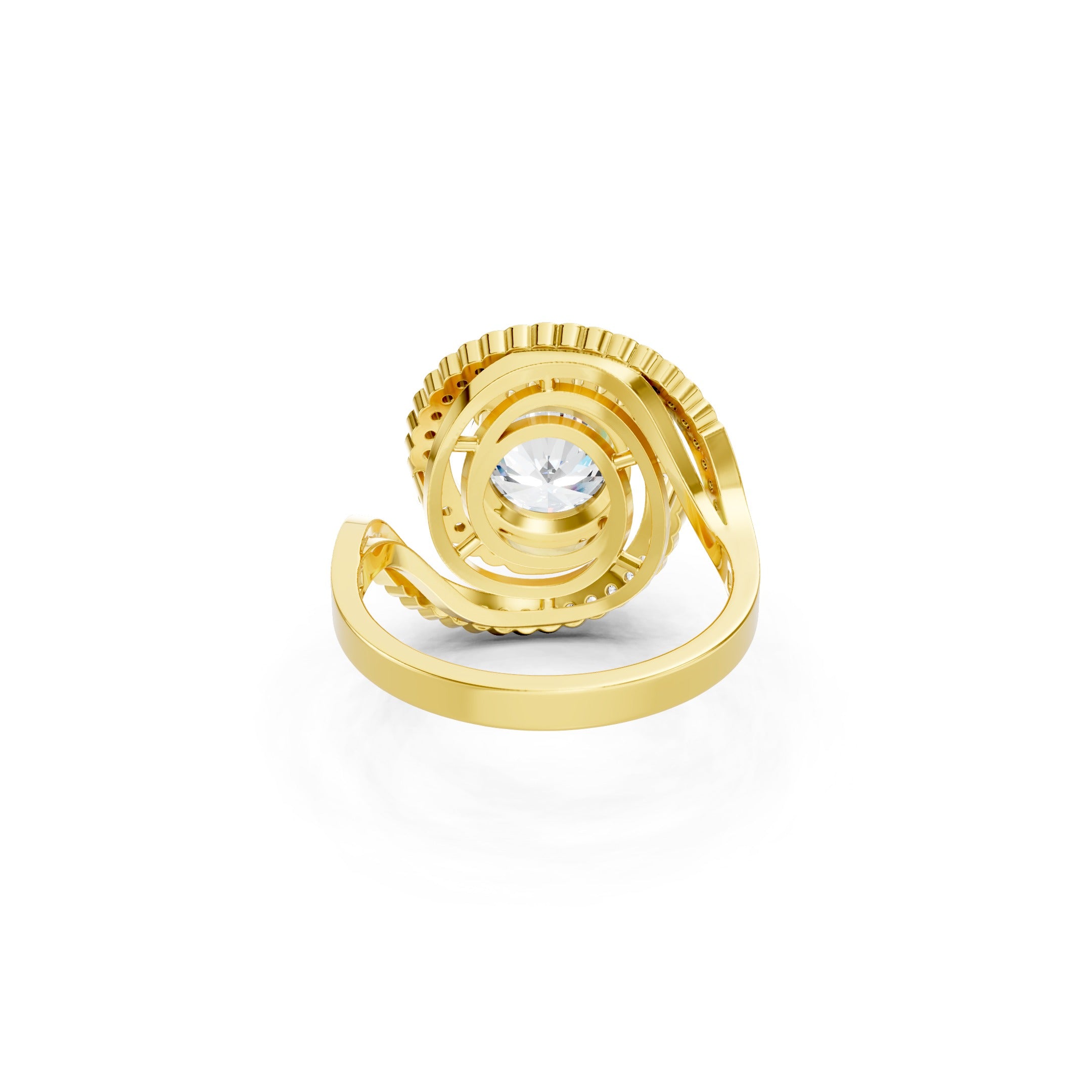 Luxury Yellow Gold Lab Diamond Bridal Ring with Round Center Stone and Diamond Accents
