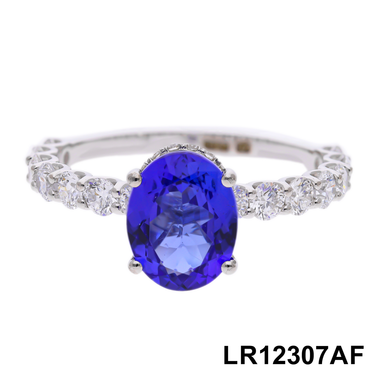 1.80 Ct Oval Tanzanite & Round Cut Labgrown Diamond Accent Ring | 14k White / Yellow / Rose Gold