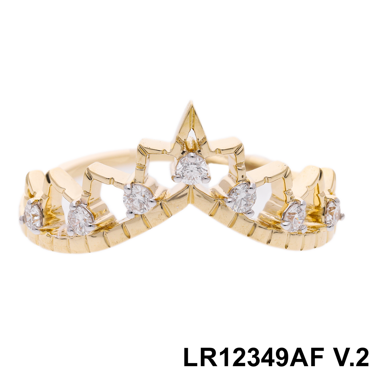14k Yellow Gold |💍 VVS Round Brilliant Cut Lab-Grown Diamond Crown Stackable Ring | Delicate Band for Her ✨👑💖