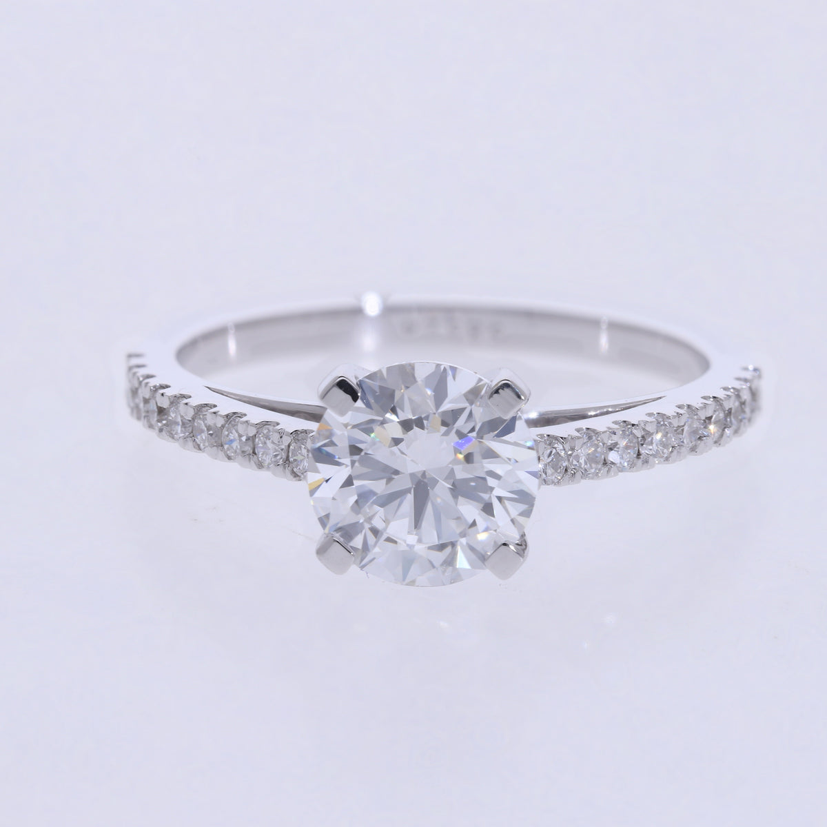 1.70 Ct White Round Cut Labgrown Diamond Pave Engagement Ring | 14k White / Yellow / Rose Gold