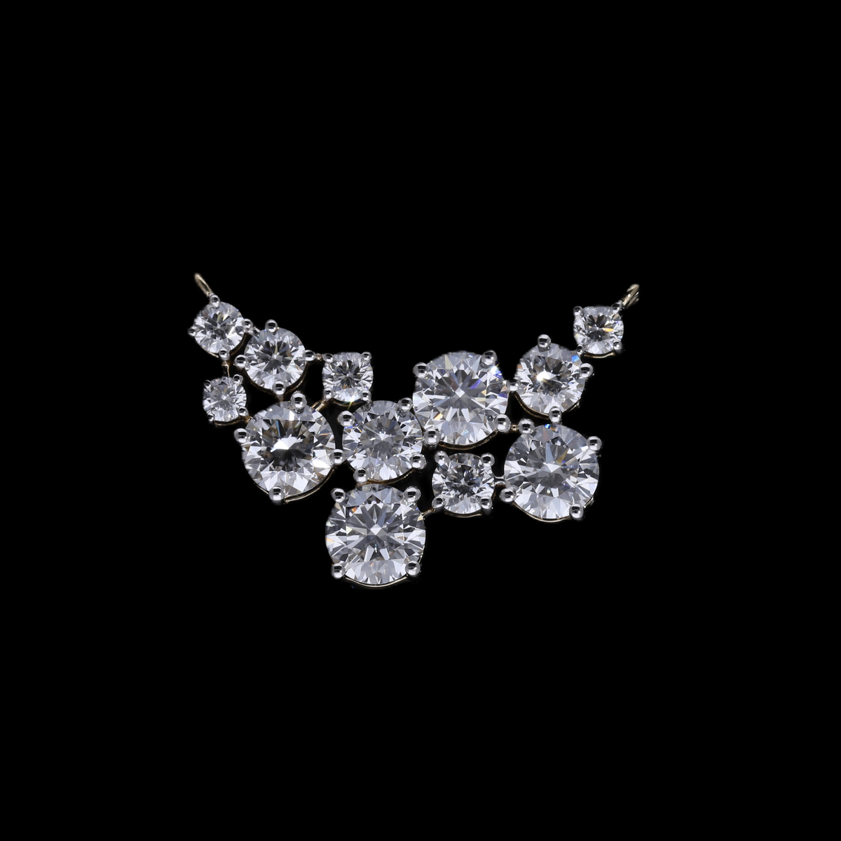 2.20 Ct White Round Cut Lab-Grown Diamond Cluster Connector Pendant | 14k White / Yellow / Rose Gold