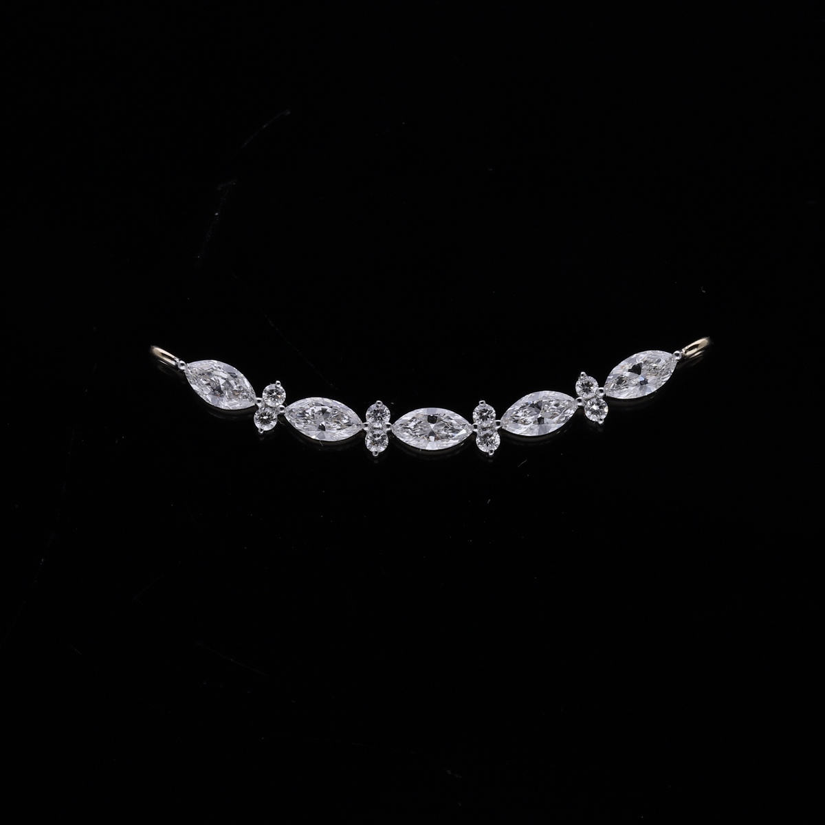 0.40 Ct White Marquise & Round Cut Lab-Grown Diamond Curved Connector Pendant | 14k White / Yellow / Rose Gold