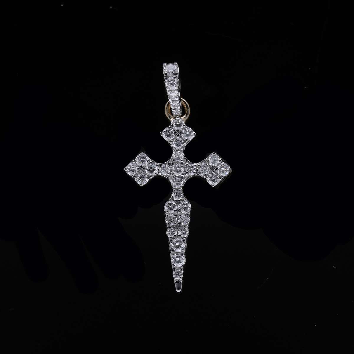 0.30 Ct White Round Cut Lab-Grown Diamond Cross Pendant | 14k White / Yellow / Rose Gold