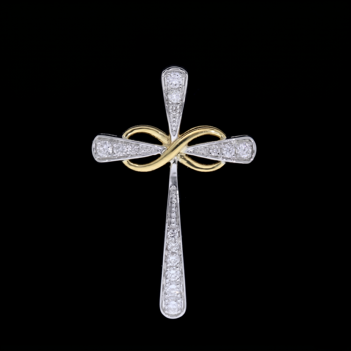 0.20 Ct White Round Cut Lab-Grown Diamond Infinity Cross Pendant | 14k White / Yellow / Rose Gold