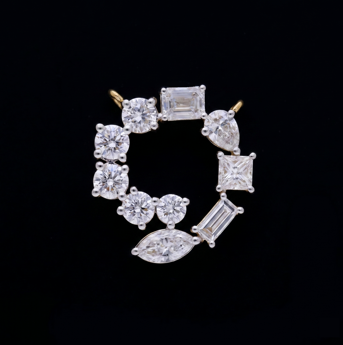 1.50 Ct White Multi-Shape Lab-Grown Diamond Open Circle Pendant | 14k White / Yellow / Rose Gold