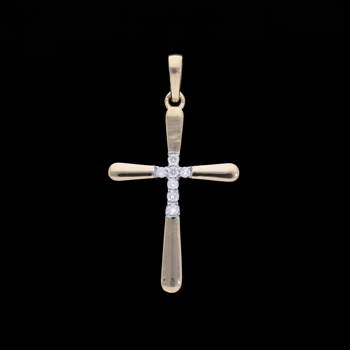 0.10 Ct White Round Cut Lab-Grown Diamond Cross Pendant | 14k White / Yellow / Rose Gold