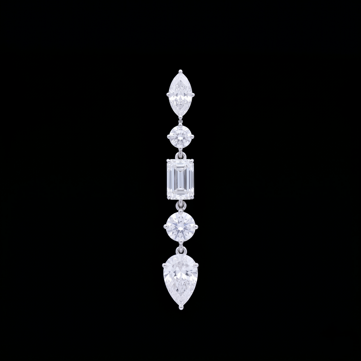 2.30 Ct White Multi-Shape Lab-Grown Diamond Linear Drop Pendant | 14k White / Yellow / Rose Gold