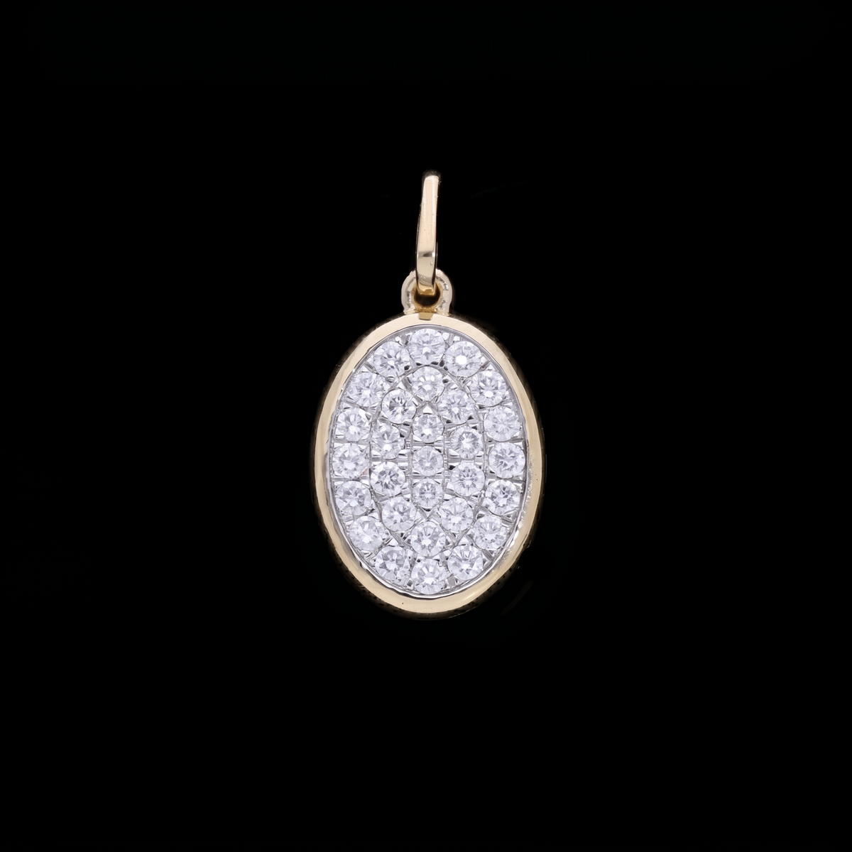 0.60 Ct White Round Cut Lab-Grown Diamond Pave Oval Pendant | 14k White / Yellow / Rose Gold