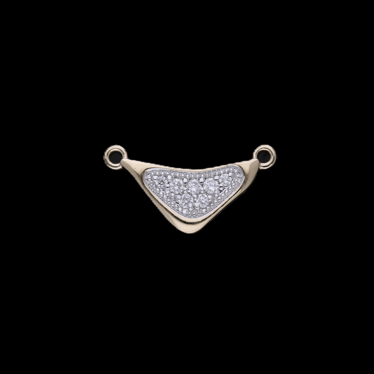 0.10 Ct White Round Cut Lab-Grown Diamond Curved Triangle Connector Pendant | 14k White / Yellow / Rose Gold