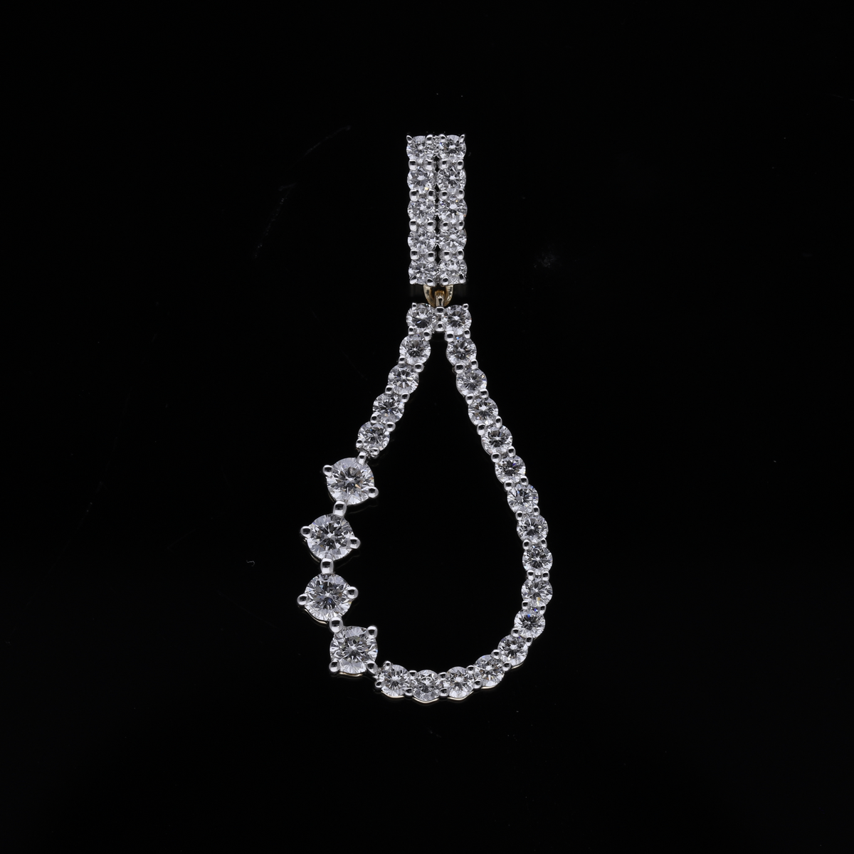 0.80 Ct White Round Cut Lab-Grown Diamond Asymmetrical Teardrop Pendant | 14k White / Yellow / Rose Gold
