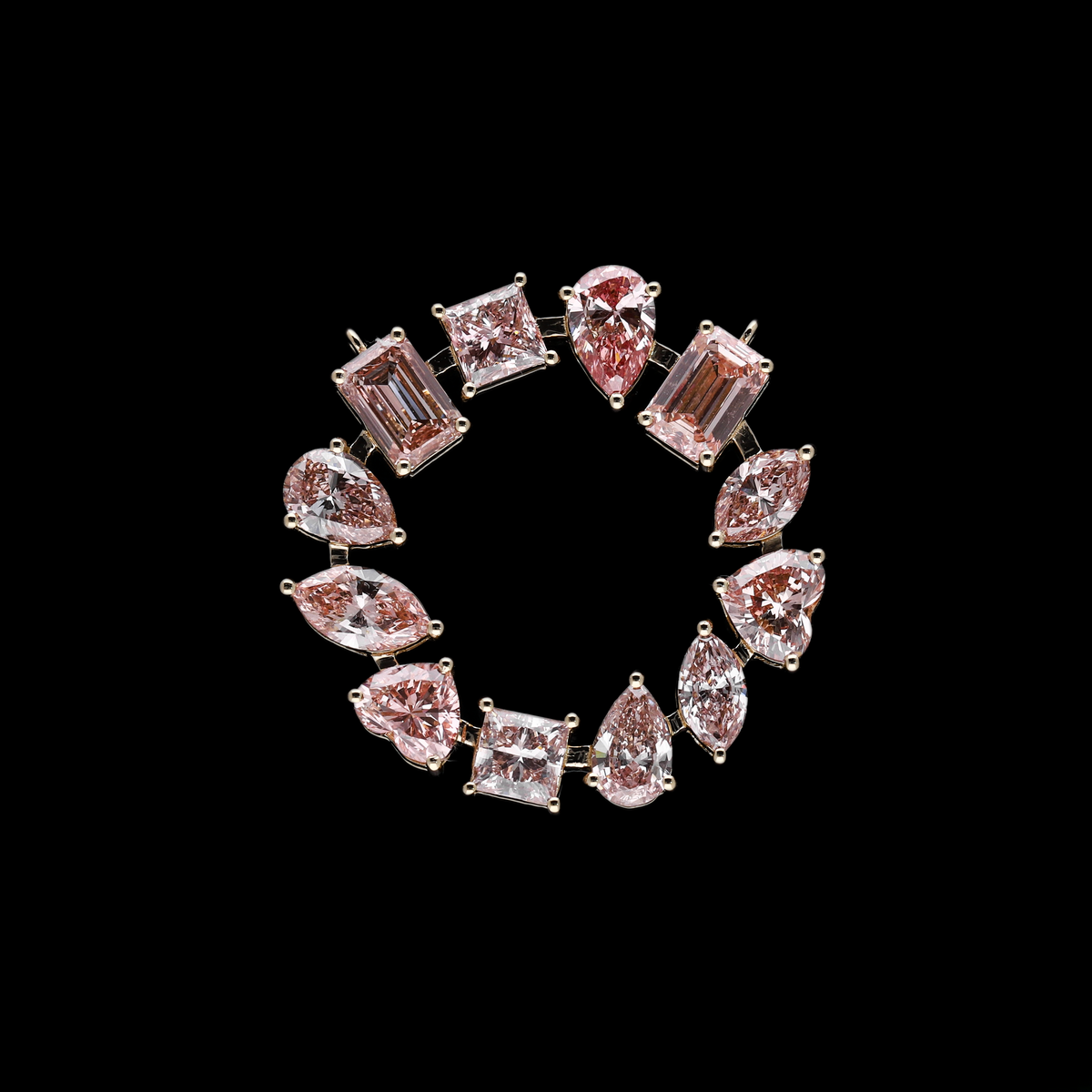 5.40 Ct Pink Multi-Shape Lab-Grown Diamond Circle Connector Pendant | 14k White / Yellow / Rose Gold