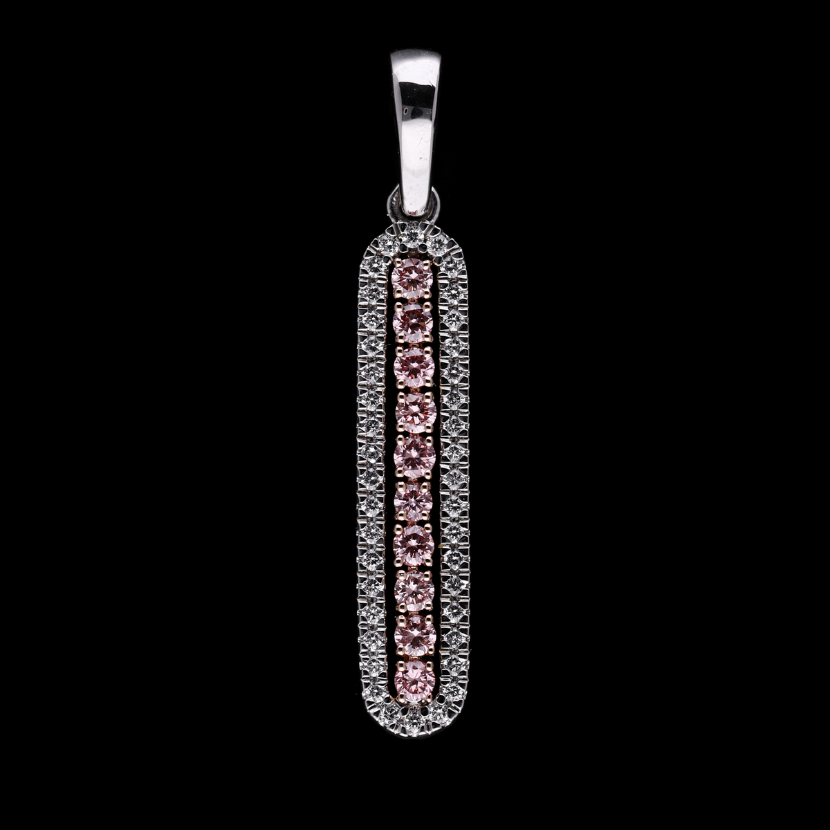 0.50 Ct White & Pink Round Cut Lab-Grown Diamond Vertical Bar Pendant | 14k White / Yellow / Rose Gold (Copy)