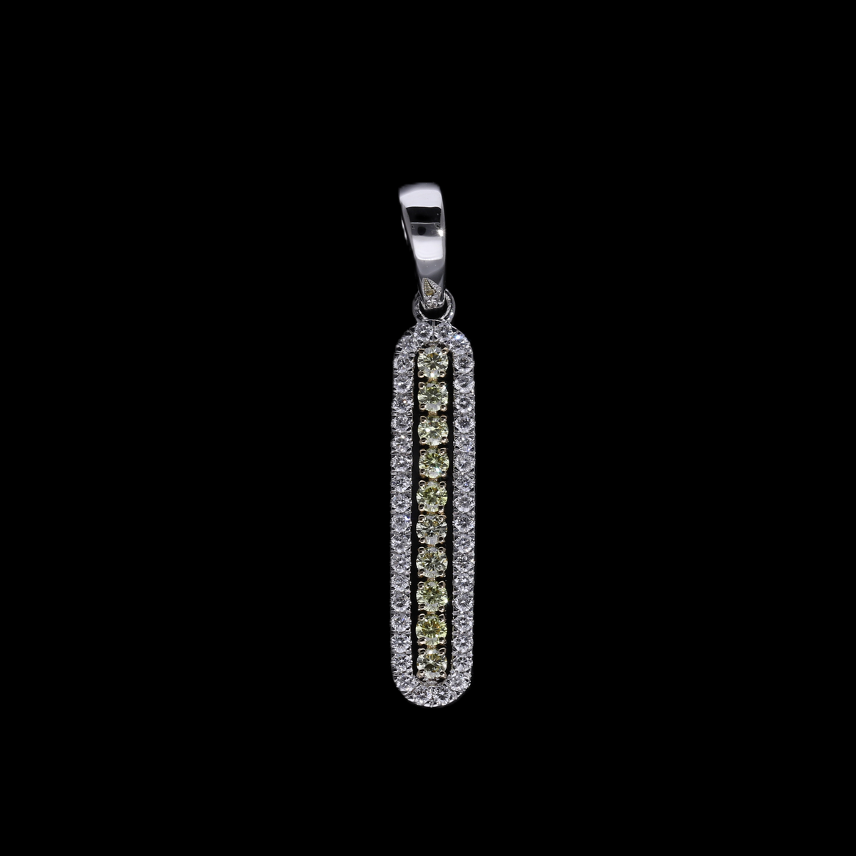 0.30 Ct White & Yellow Round Cut Lab-Grown Diamond Vertical Bar Pendant | 14k White / Yellow / Rose Gold
