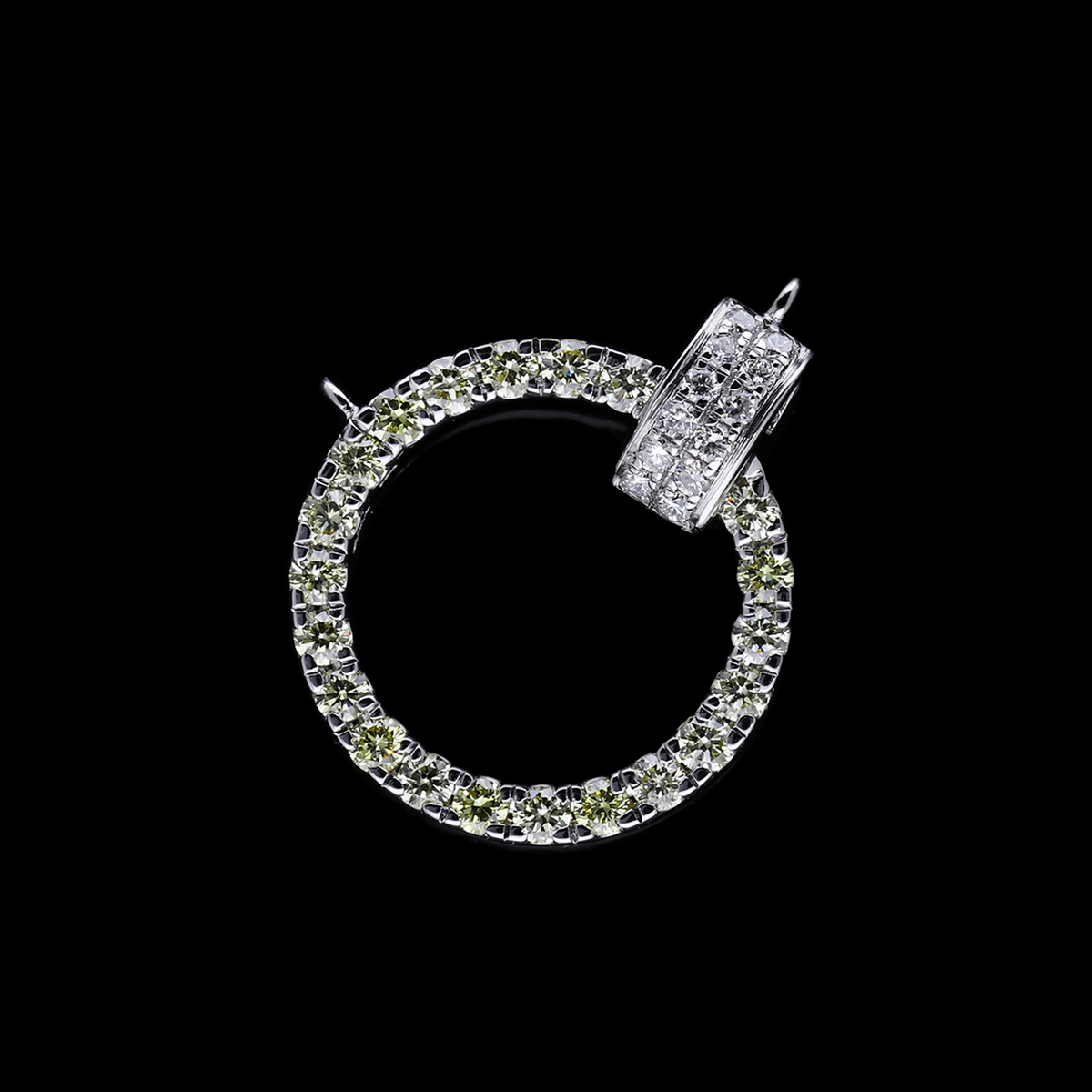 0.40 Ct Yellow & White Round Cut Lab-Grown Diamond Circle Connector Pendant | 14k White / Yellow / Rose Gold
