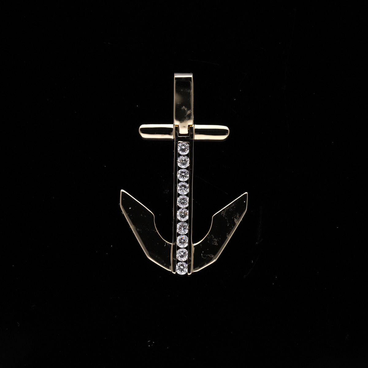 0.20 Ct White Round Cut Lab-Grown Diamond Anchor Pendant | 14k White / Yellow / Rose Gold