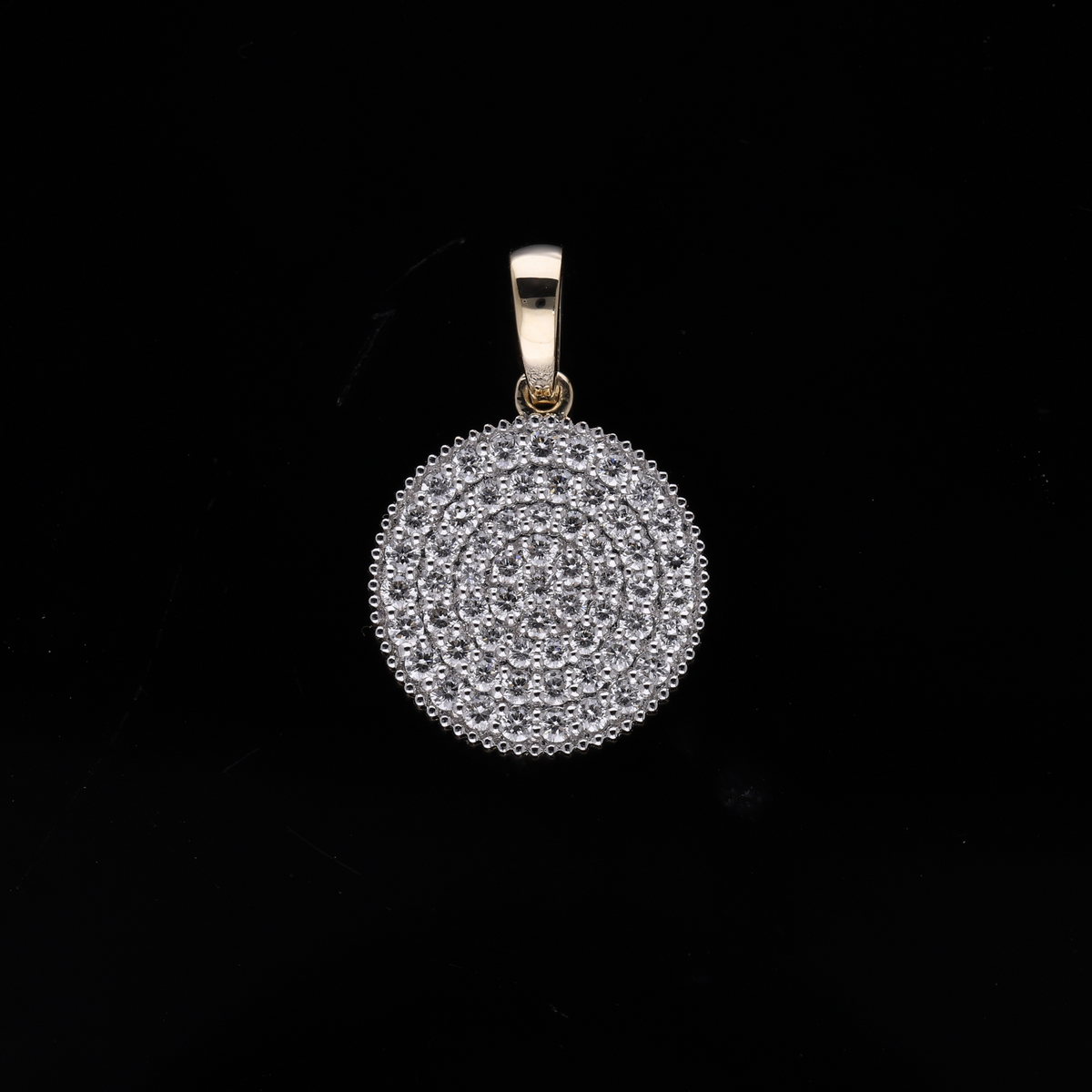 0.80 Ct White Round Cut Lab-Grown Diamond Pave Disc Pendant | 14k White / Yellow / Rose Gold