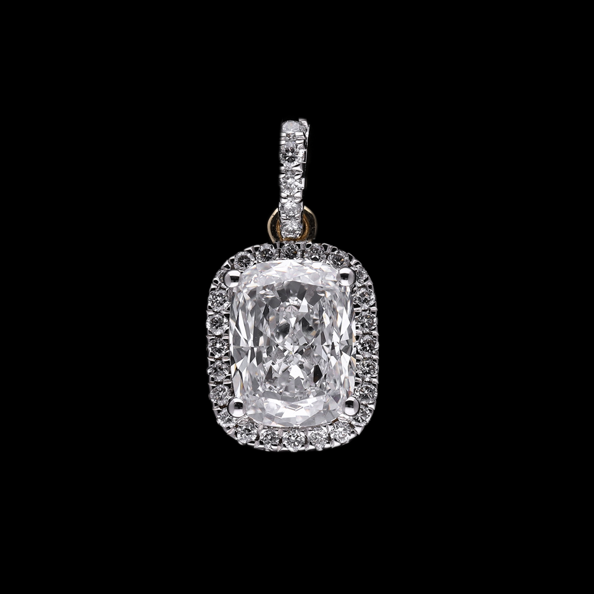 1.70 Ct White Elongated Cushion Cut Lab-Grown Diamond Halo Pendant | 14k White / Yellow / Rose Gold