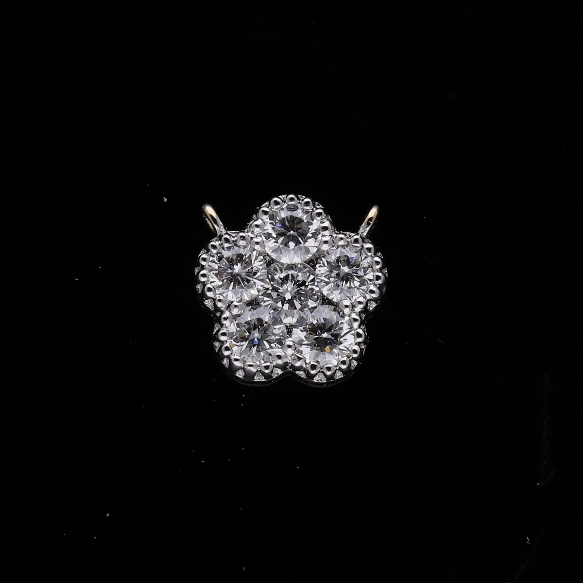 0.40 Ct White Round Cut Lab-Grown Diamond Floral Cluster Connector Pendant | 14k White / Yellow / Rose Gold
