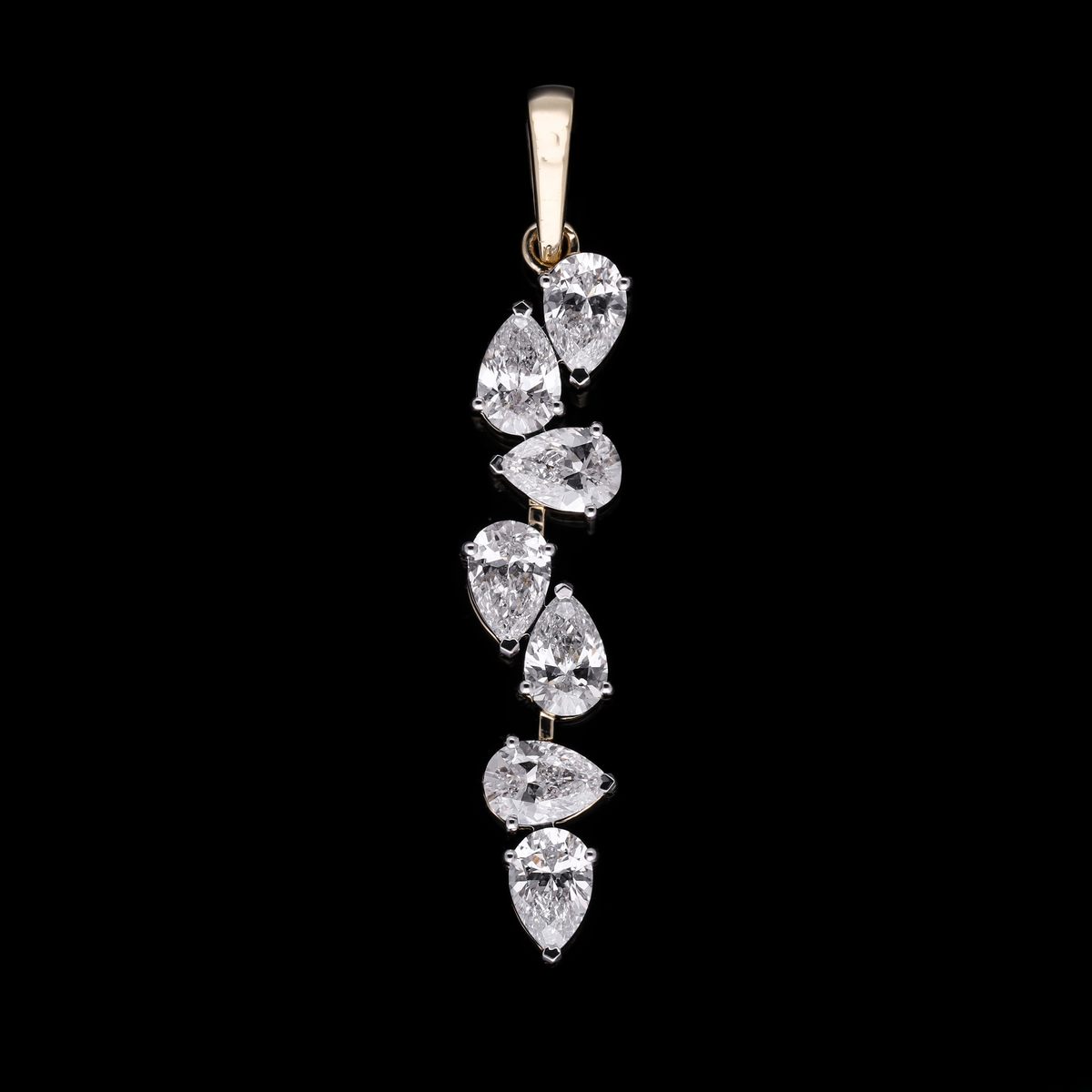 2.20 Ct White Pear Cut Lab-Grown Diamond Cascade Pendant | 14k White / Yellow / Rose Gold