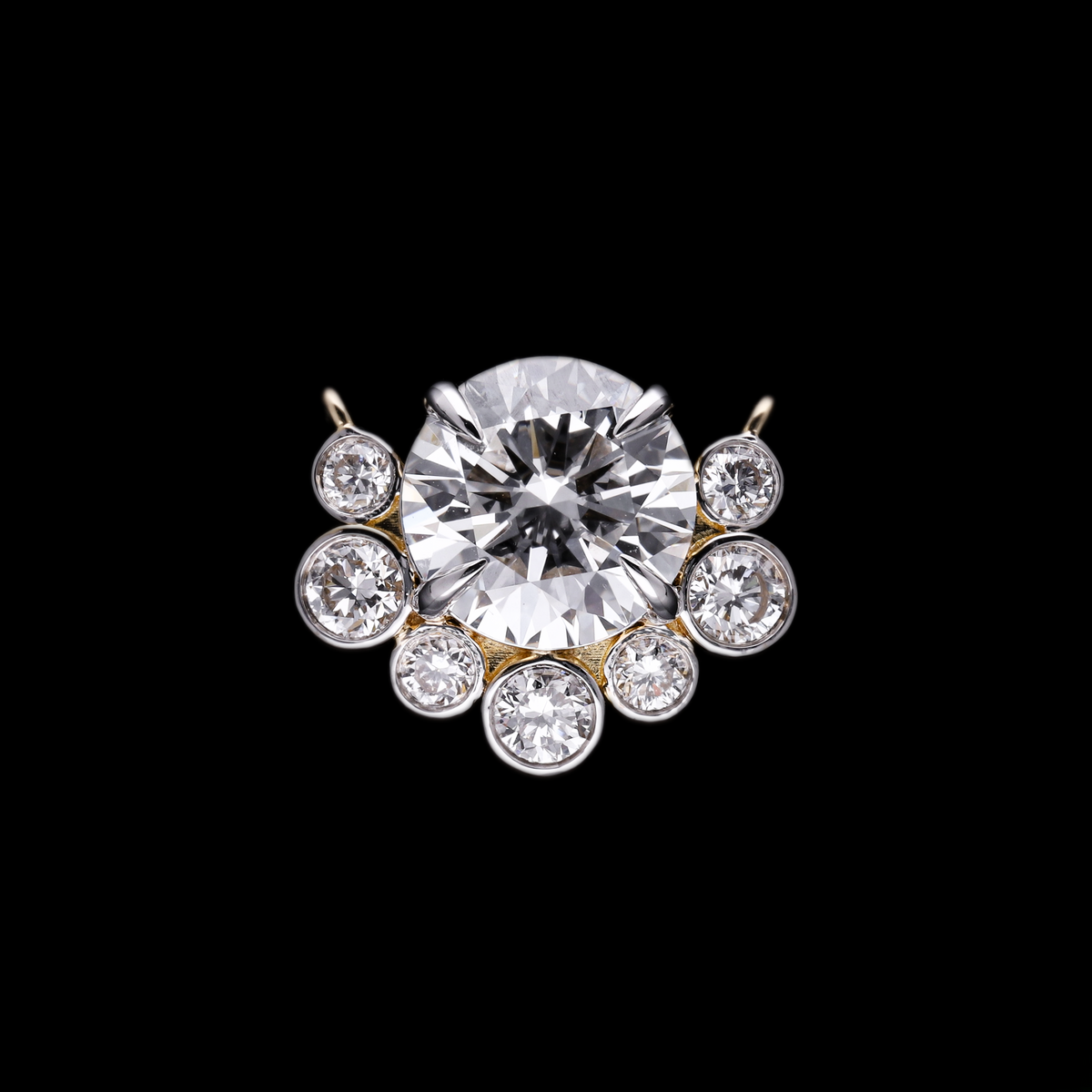 3.70 Ct White Round Cut Lab-Grown Diamond Half-Halo Connector Pendant | 14k White / Yellow / Rose Gold