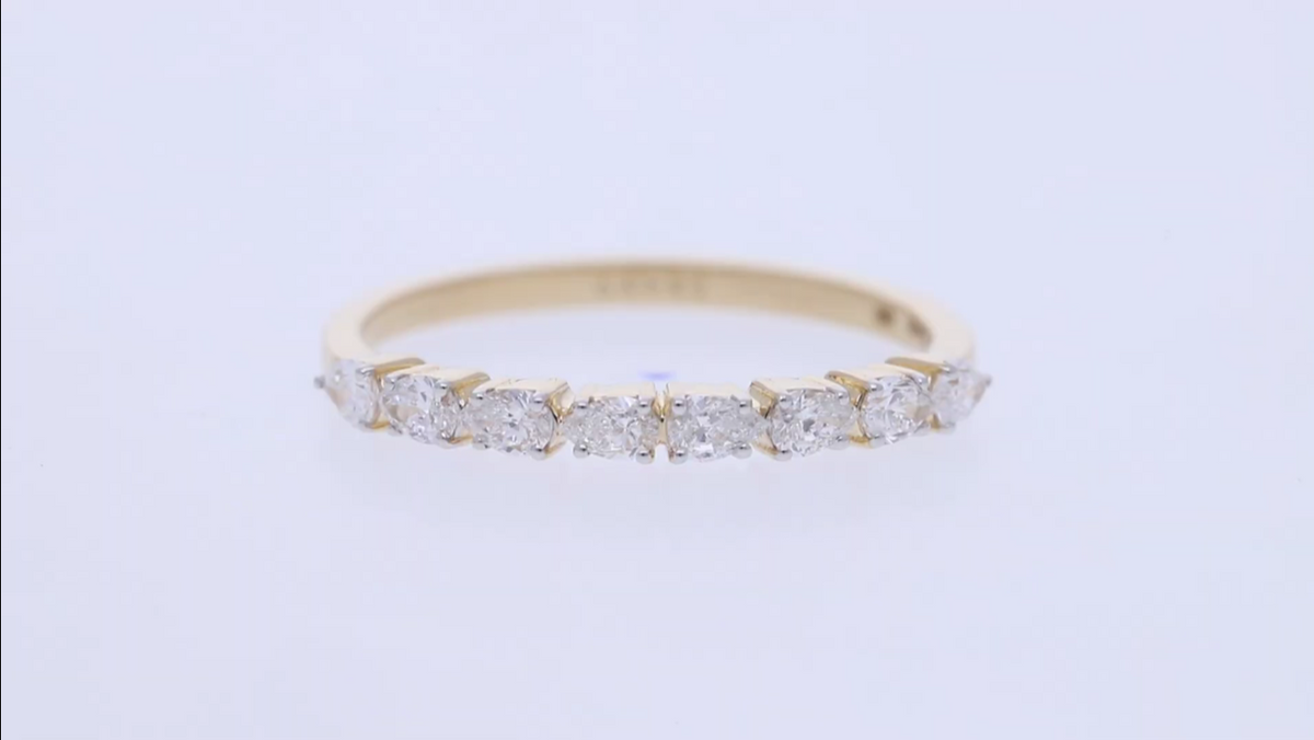 14kt Yellow Gold with pear cut Lab grown Diamond half eternity band