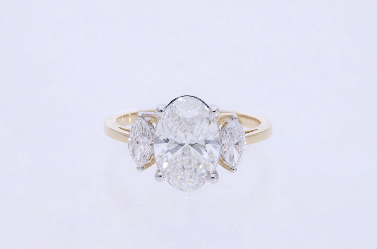 14kt Yellow Gold With Marquise And Oval Cut Lab grown Diamond Engagement Ring