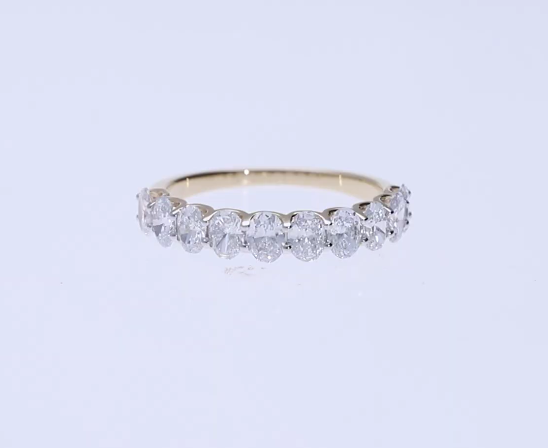 💍 1.46Ct VS Oval Cut Lab-Grown Diamond Band | 14k White / Yellow Gold | Half-Eternity Ring ✨💎