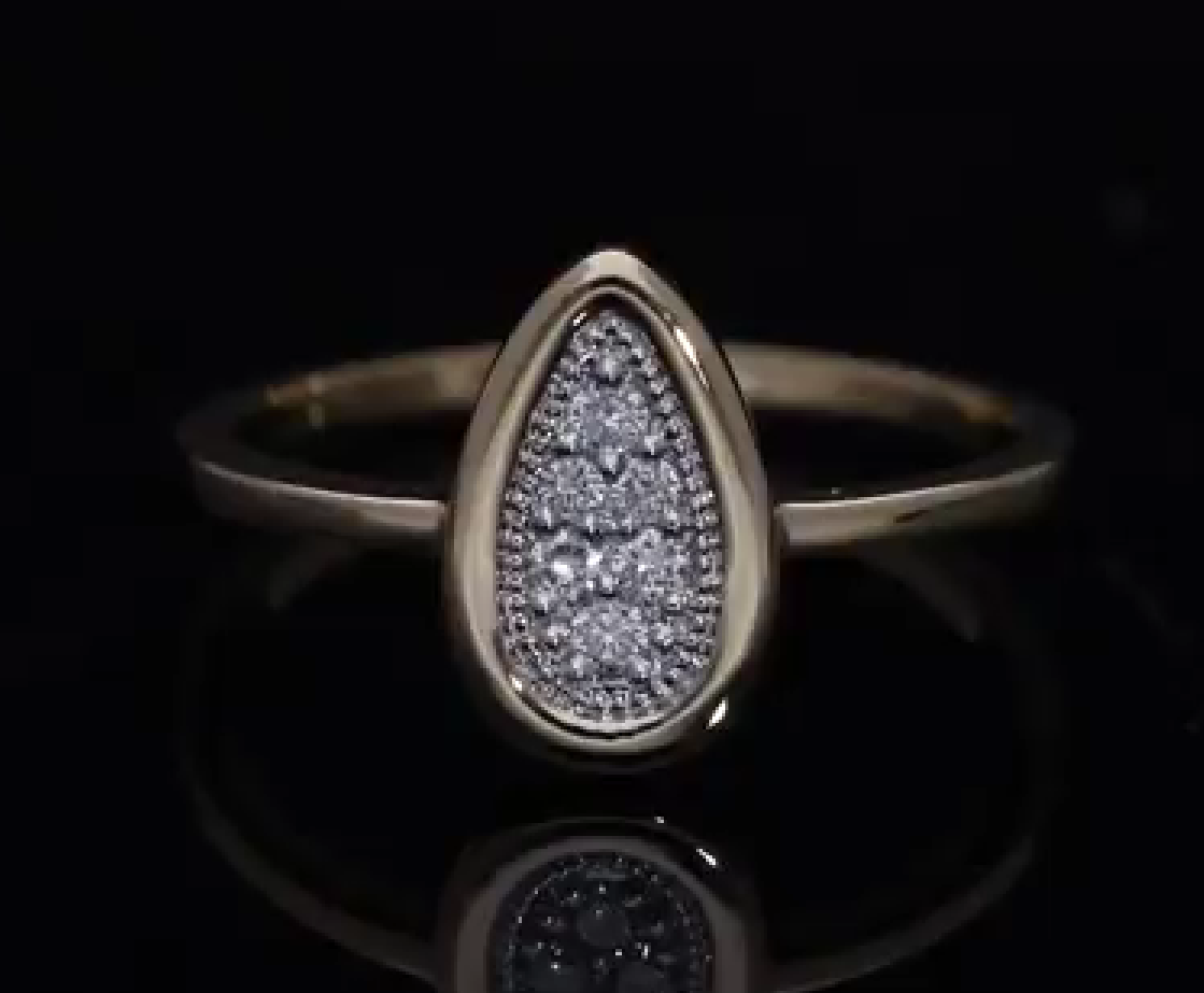 💍 0.11 Ct Pear Cluster Lab-Grown Diamond Ring | 14k White / Yellow Gold | Minimalist Fashion Ring ✨💎