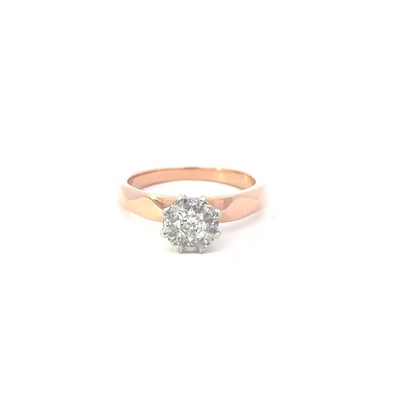 Sparkling 14k Rose Gold Engagement Ring with Round Brilliant Diamond