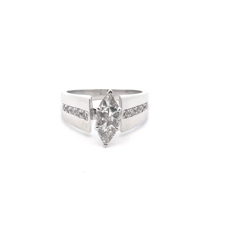 Sparkling Marquise Diamond Ring in 18K White Gold