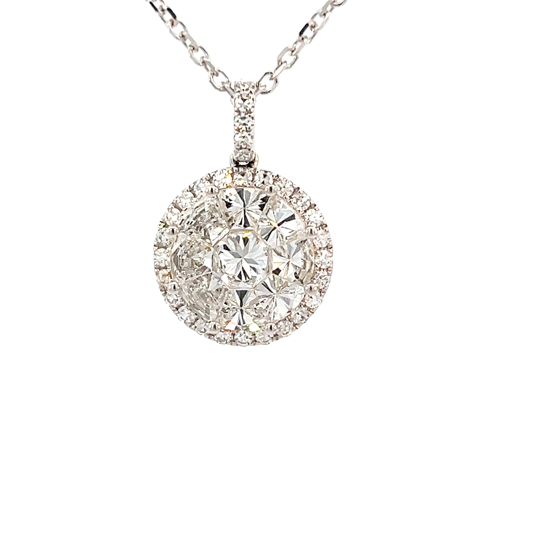 Sparkling Solitaire Diamond Pendant in 18k White Gold
