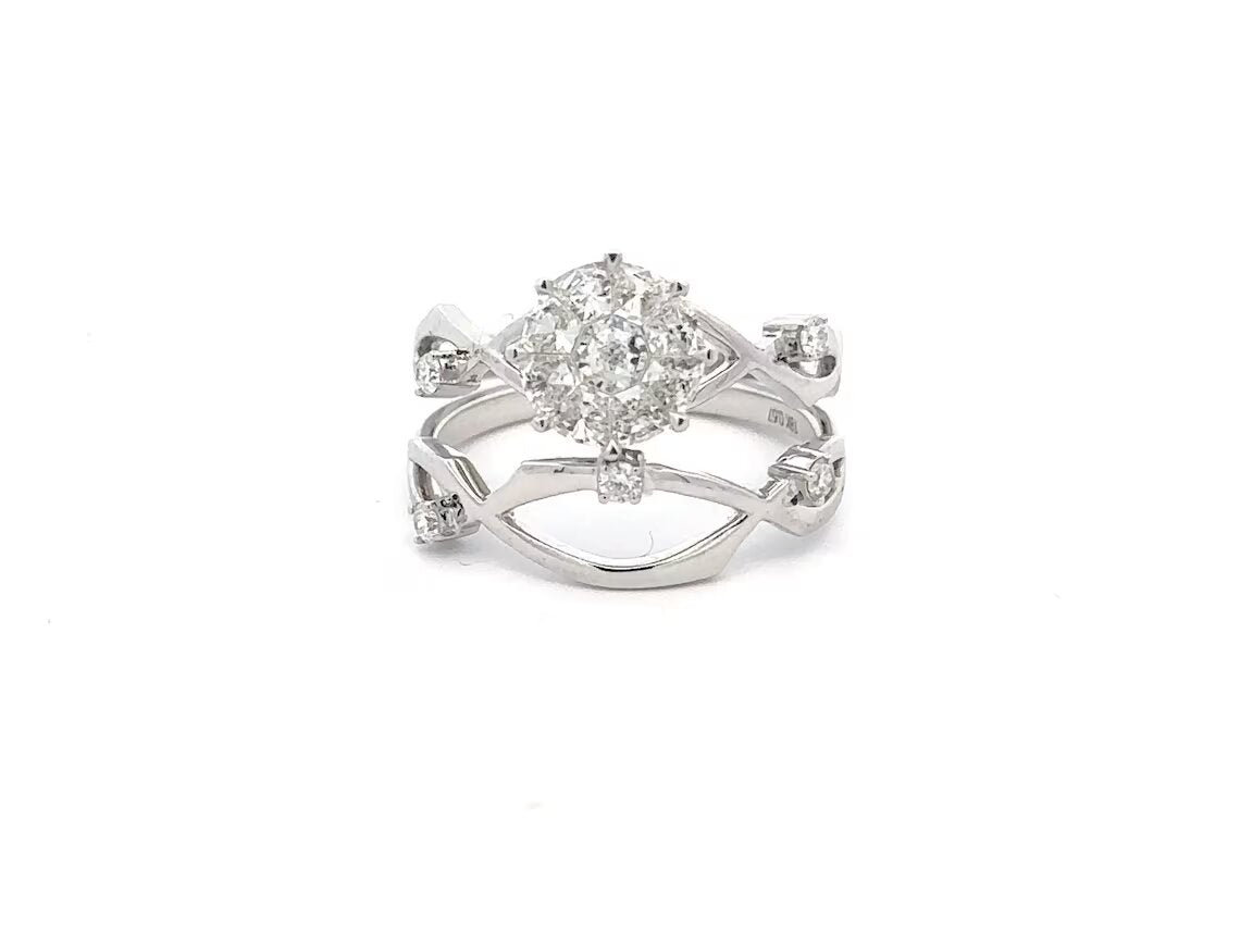 Two-in-One Brilliance: Convertible 14k White Gold Diamond Ring