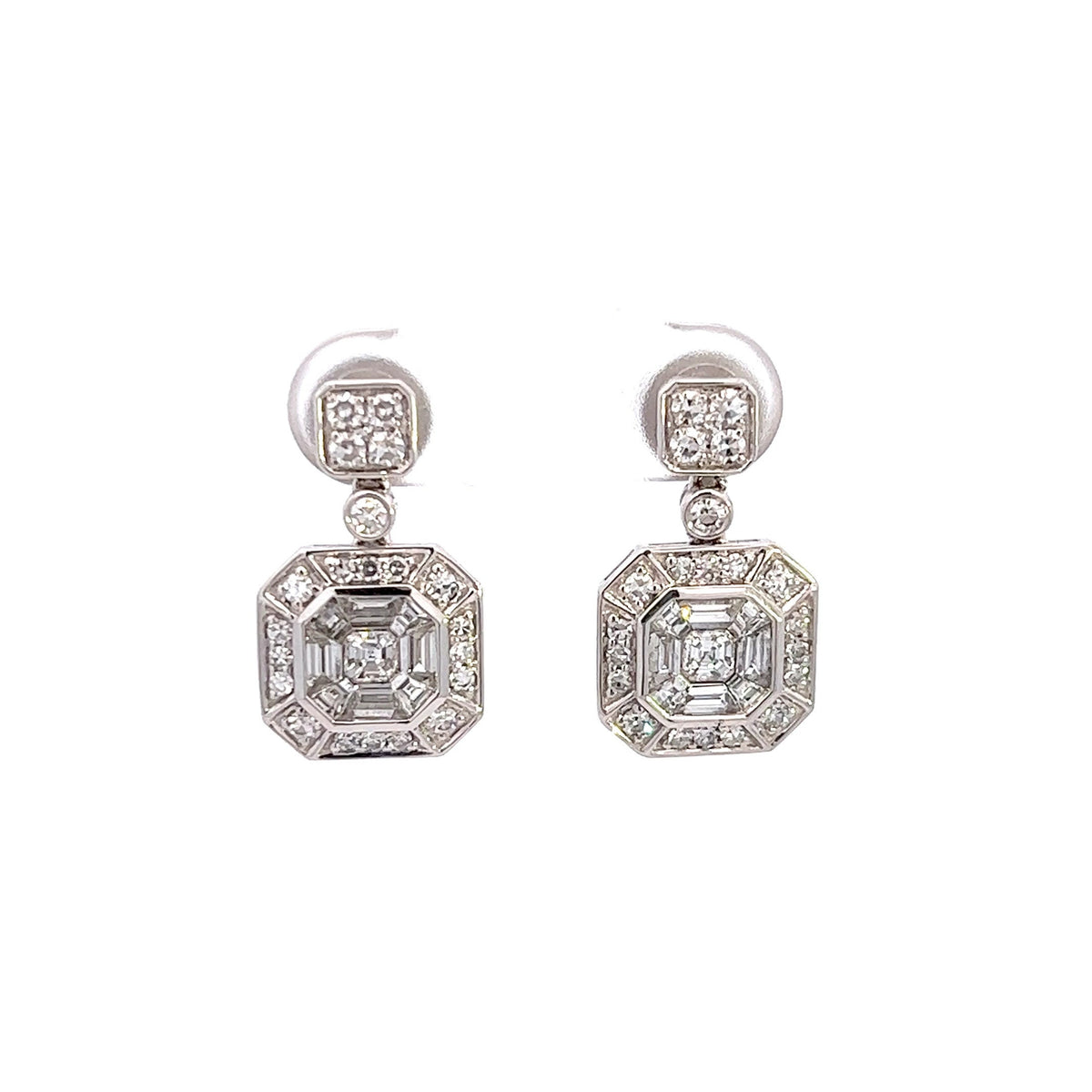 Hanging Natural Diamond Earrings | 18k White Gold | VS natural diamond | Clear diamonds | Gift for her