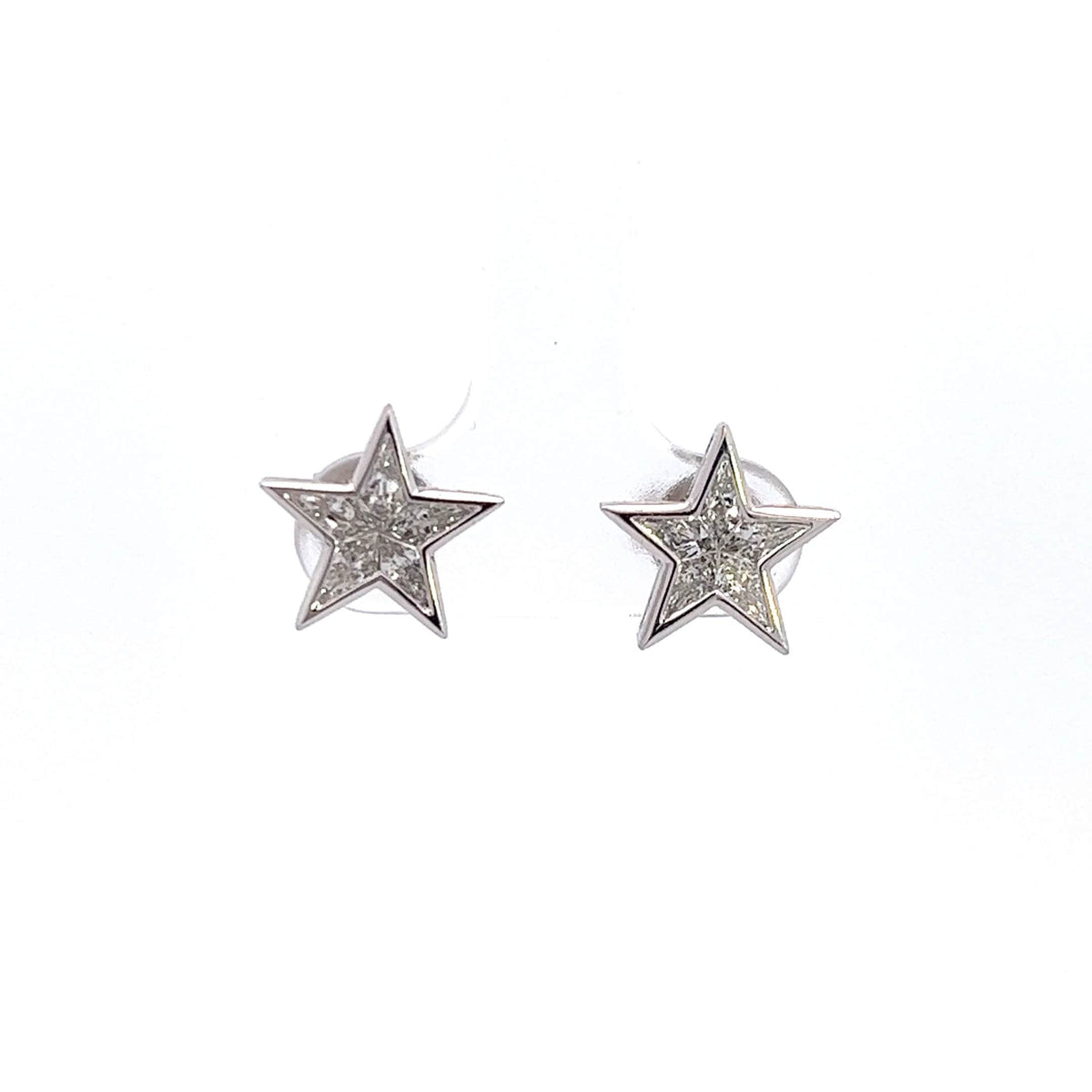 18K White Gold Star Diamond Earrings | Natural Diamonds - Unisex Jewelry for All Occasions