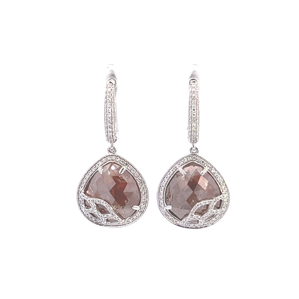 18K White Gold Crystal Hanging Diamond Earrings with VS1 Diamonds and Clear Accents - Perfect Gift for Her