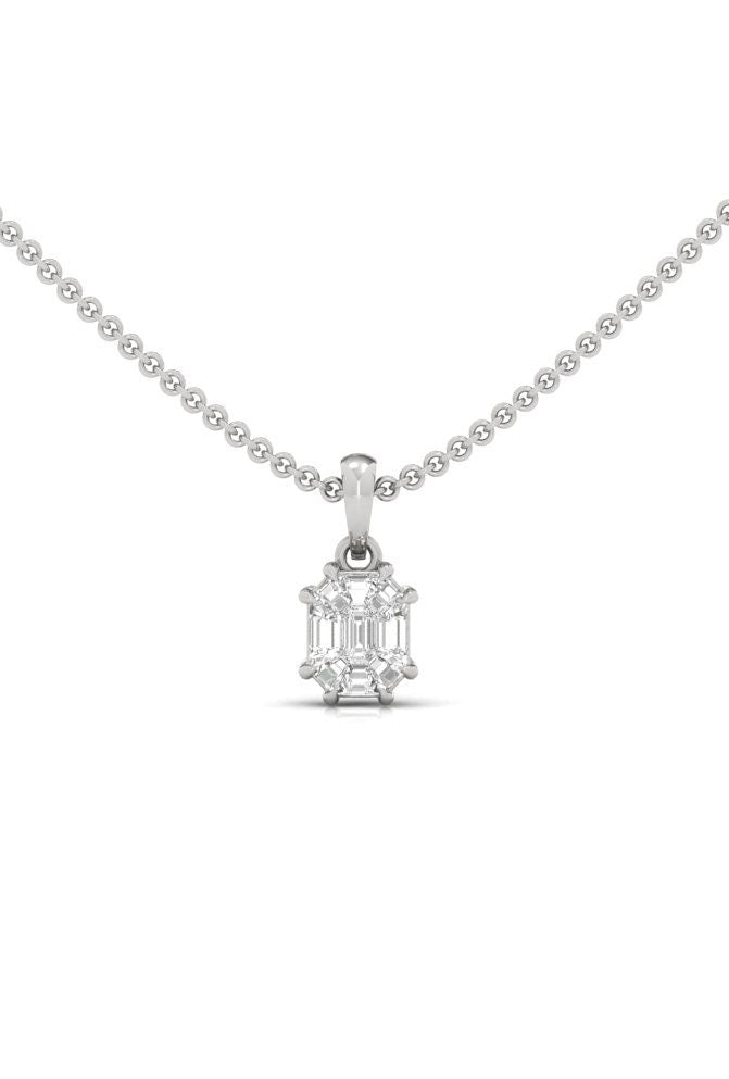 Custom Emerald Cut Natural Diamond Pendant: VS1 Gold Jewelry