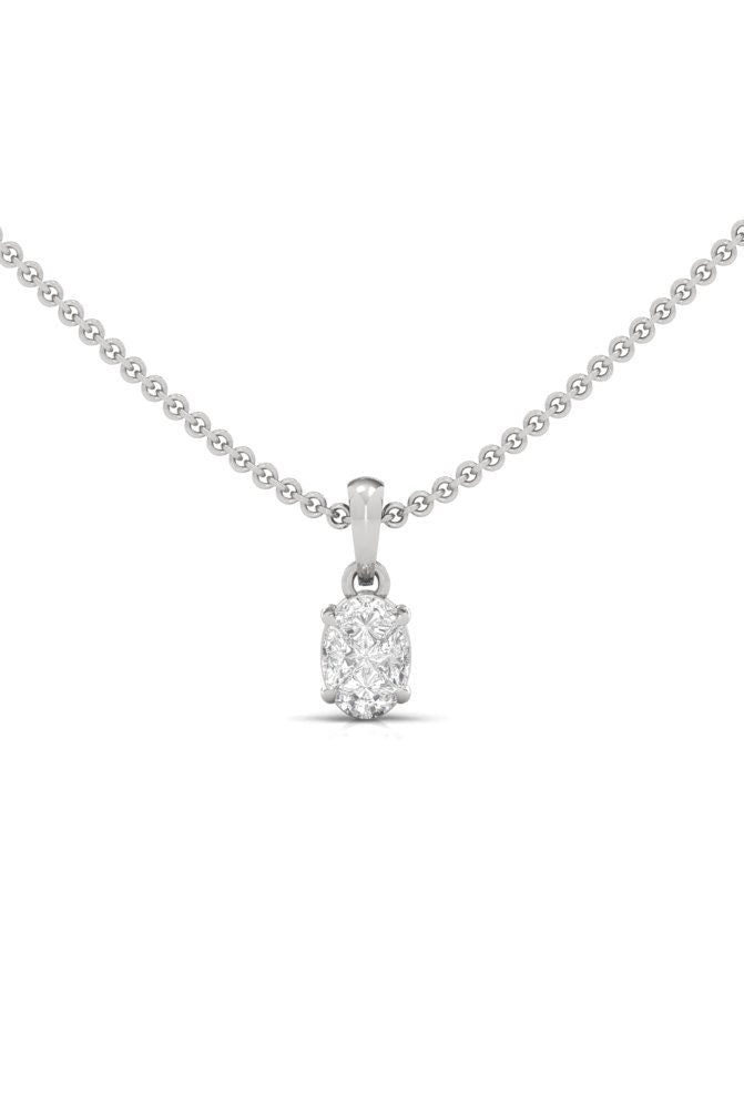 Custom Oval Diamond Pendant: Illusion Cut, 14k/18k Gold