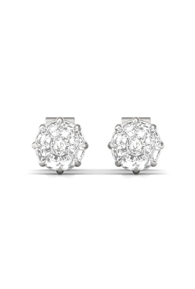 18k White Gold Diamond Studs: Unisex Round Cut Earrings