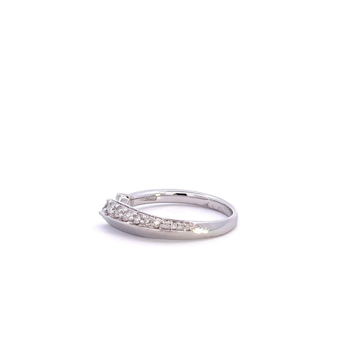 14k White Gold Diamond Ring: Open Adjustable Wedding Band
