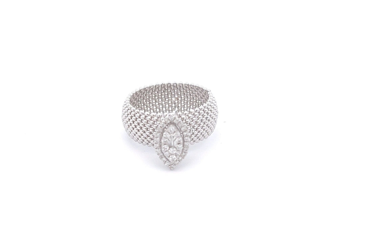 14k White Gold Diamond Ring: Heart Wedding Band