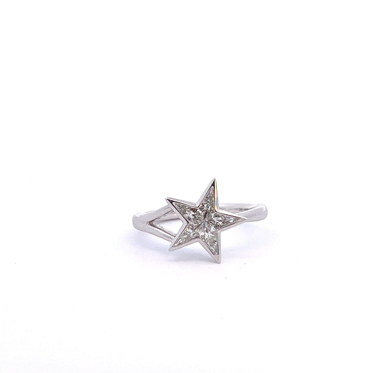 18k Gold Natural Diamond Star Ring: Celestial Wedding Jewelry