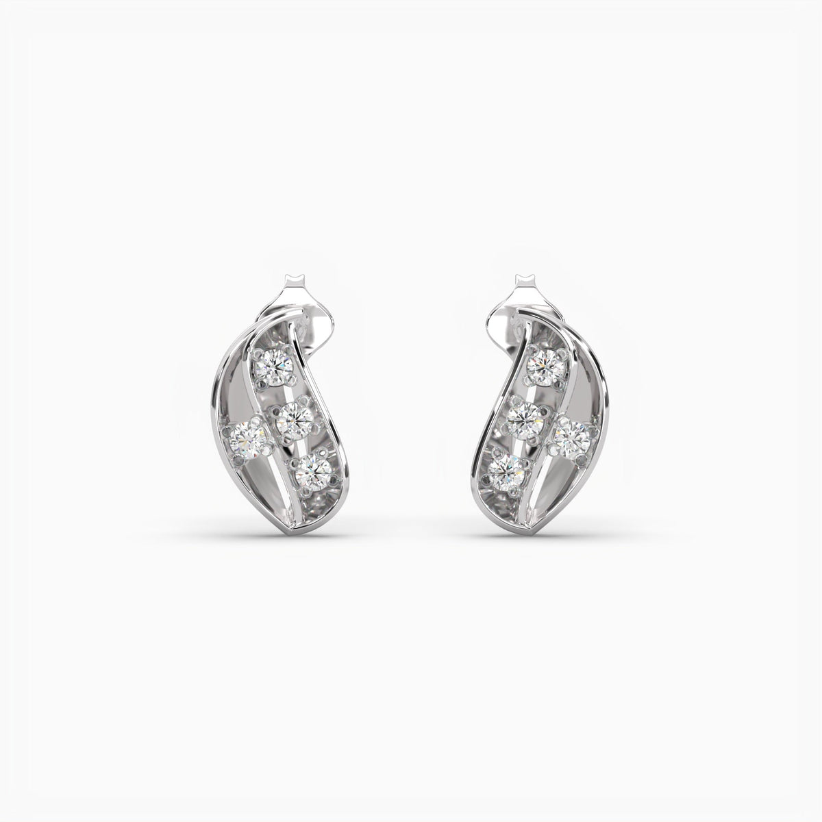 4 stones 18K Gold Natural Diamond Earrings