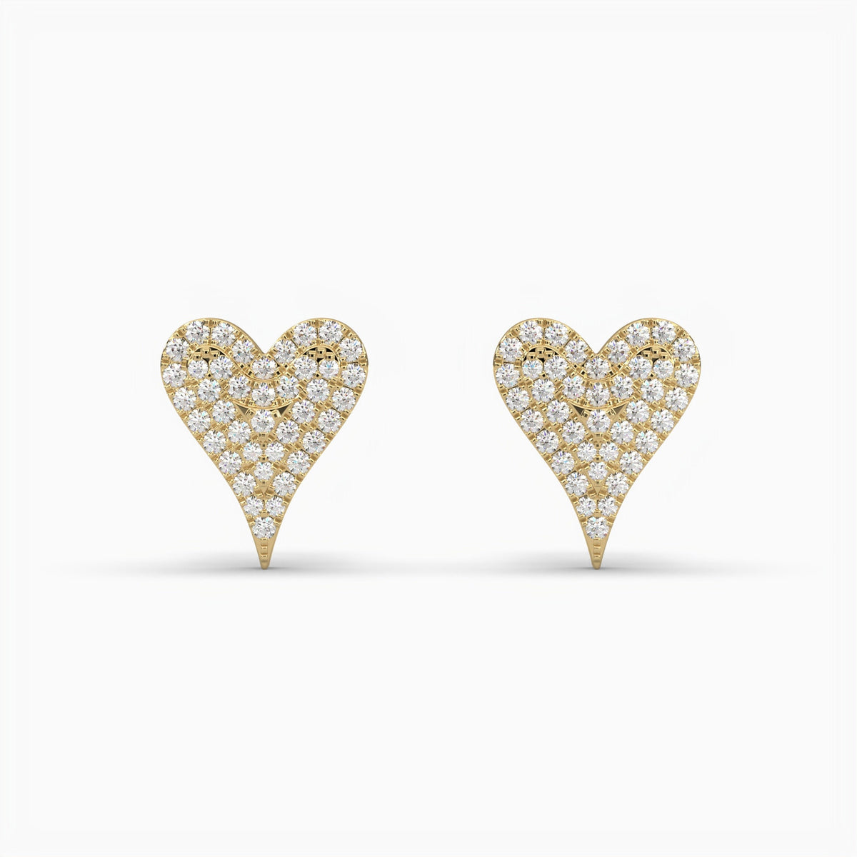 14/18k Gold Natural Heart Shape Diamond Earrings